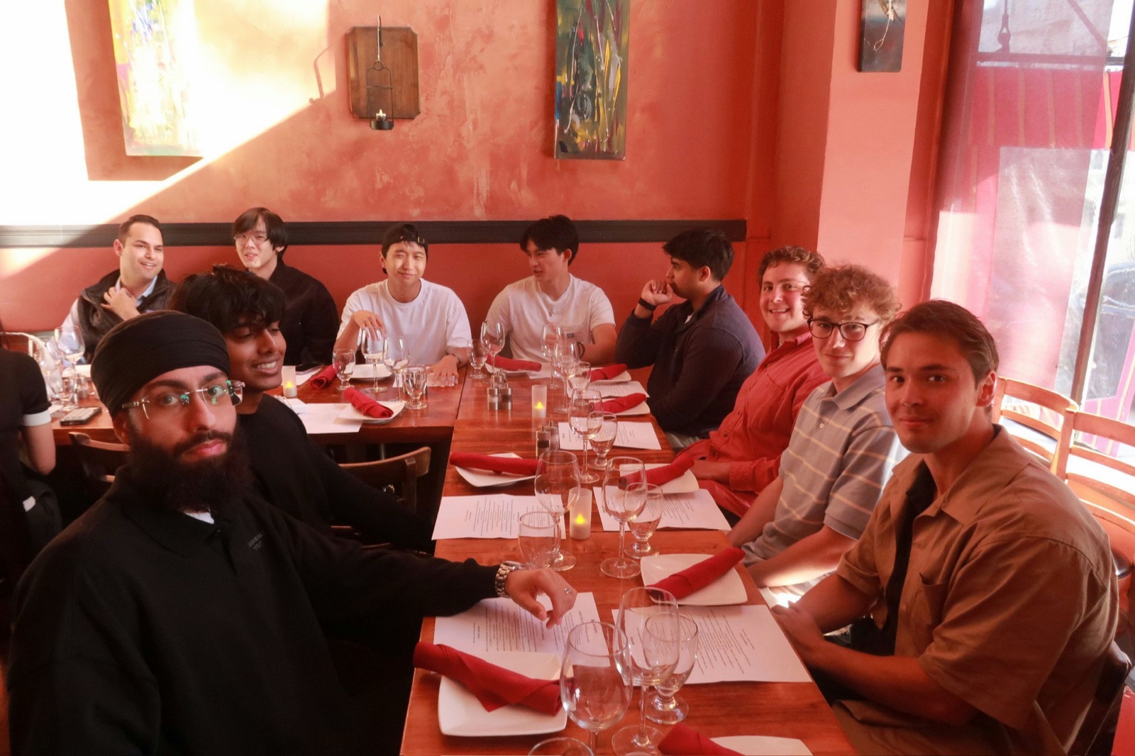 Founders and engineers from the Lyra network at a dinner